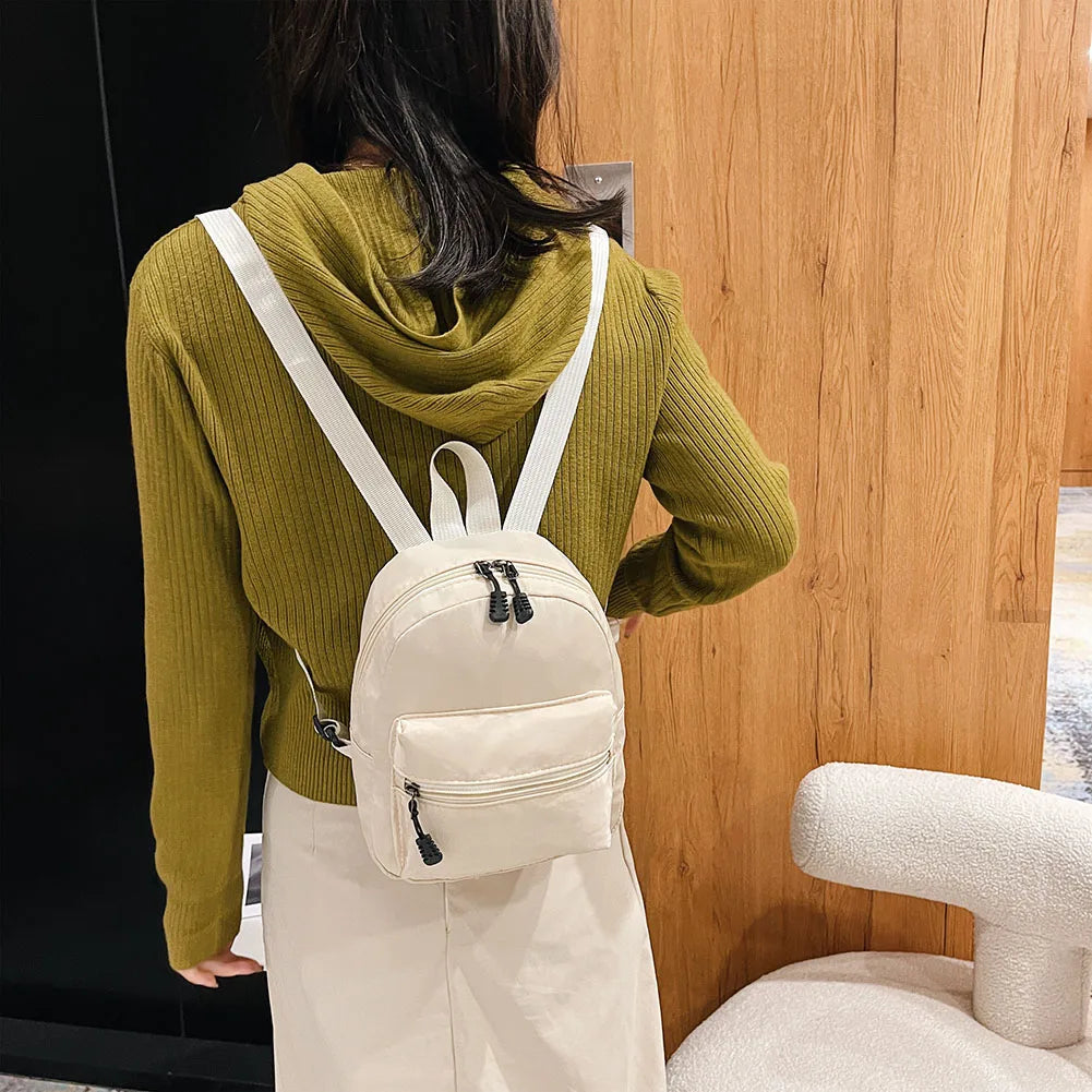 Fashion Uni-Farbe Rucksack Damen Nylon Ranzen Preppy Stil Mini-Rucksäcke