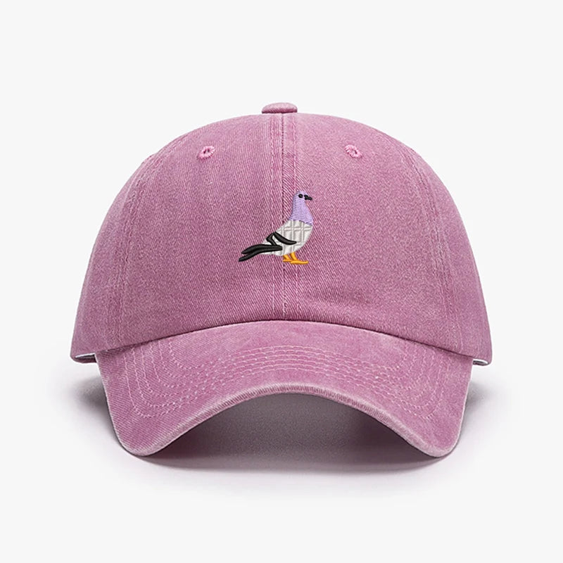 Casquettes de baseball vintage brodées motif Pigeon Printemps Hommes Femmes Chapeau de soleil délavé Pare-soleil Sport Pêche Chapeau de papa