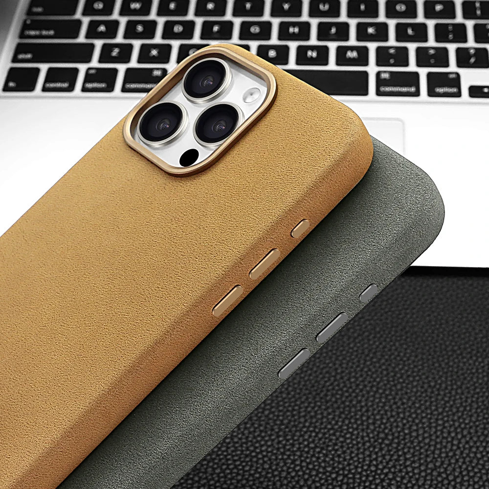 Suede Phone Case for iPhone 17 pro with Magnetic Wireless Charging Anti-Drop Cover Compatible with iPhone 17 16 15 pro Max