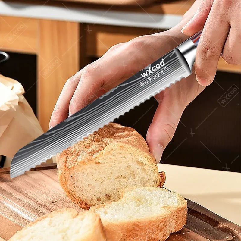Professional Kitchen Chef's Knife Damascus Japanese Santoku Slicing Knife Meat Cleaver Stainless Steel Butcher Knife with Box