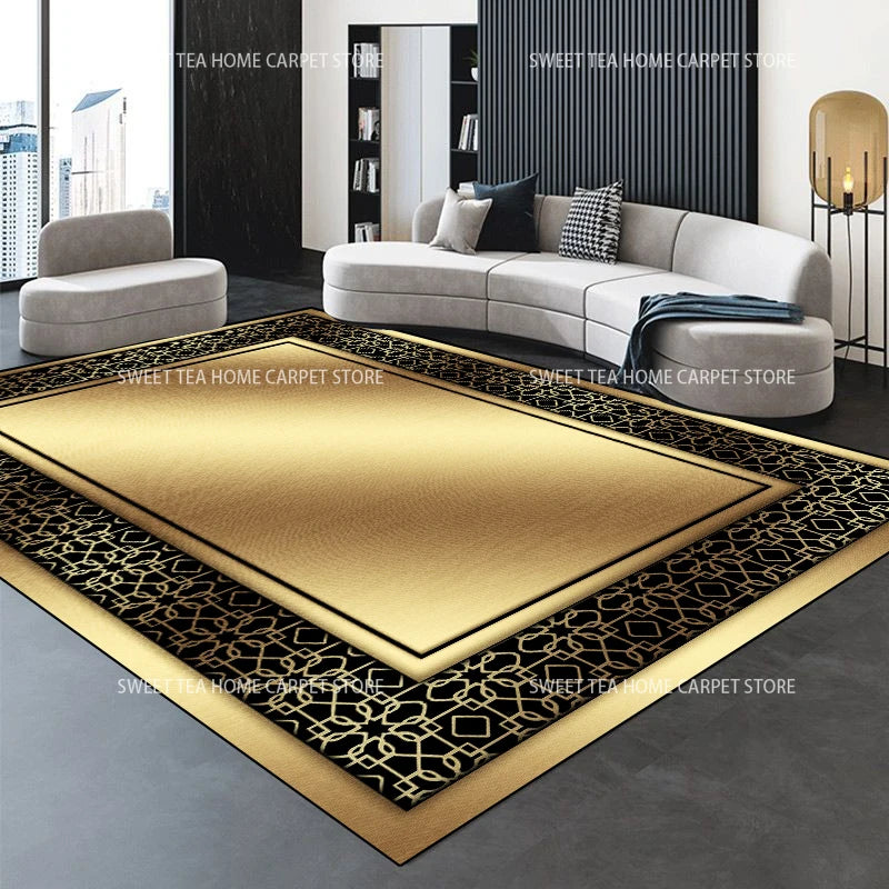 Moderner goldener Luxus-Teppich, große Wohnzimmerdekoration, Heimteppiche, rutschfeste Schlafzimmermatte, anpassbare Couchtisch-Lounge-Teppiche