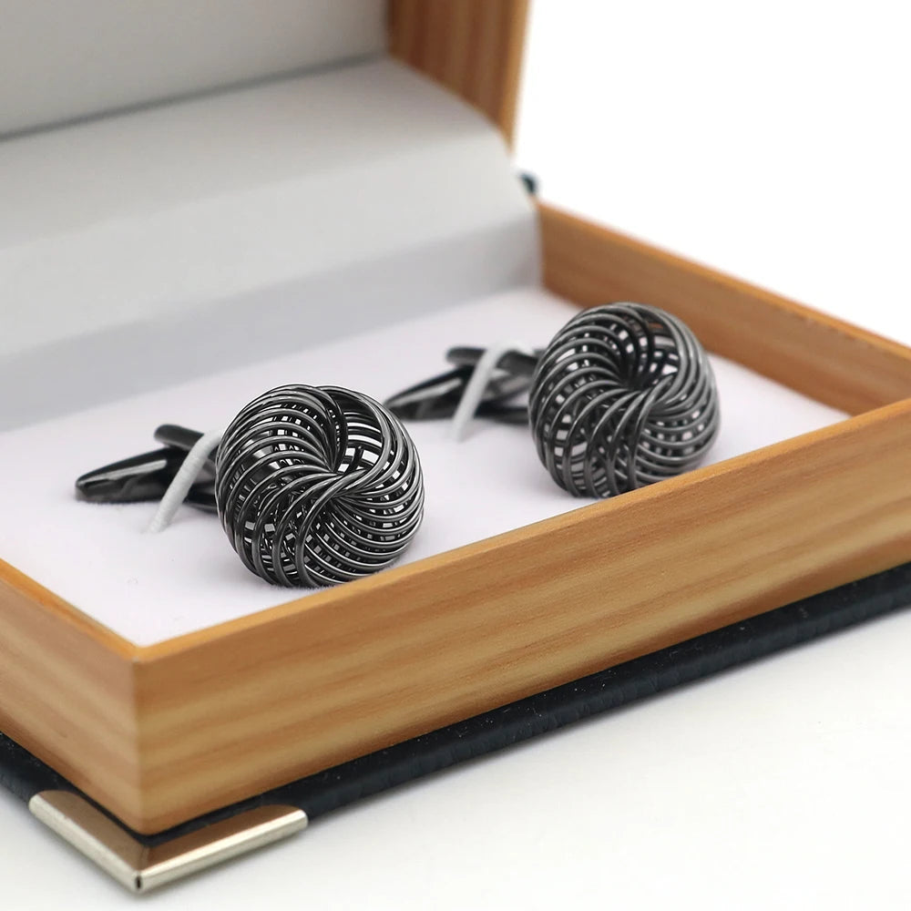 iGame Boutons de manchette nœud de mode en laiton de qualité design boule tressée pour mariage homme