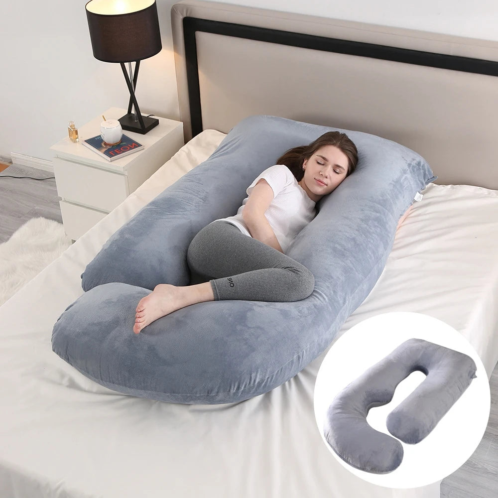 60-inch Full Body Pillow, Maternity Pillow, Maternity Full Body PillowwithPillowcase,Full Body Pillow with Back, Leg.(135X75X60）