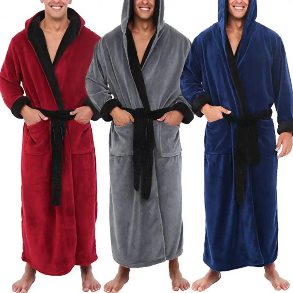 Herren Bademantel Nachtwäsche Korallenfleece Herbst Erwachsenen Bademantel V-Ausschnitt Robe Schlafanzug Herren Und Damen Langarm Nachthemd Männlicher Bademantel