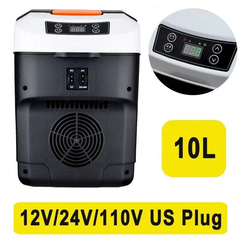 10L Car Home Mini Refrigerator Fridges DC12/24V Drinks Cooler Heater Keep Warm Fresh for Car Home Pinic Camping AC110/220V