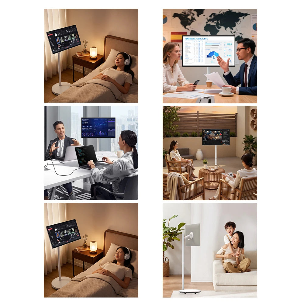 24 27 32 Inch LED White Wireless Smart Portable TV with Android Rechargeable Battery Movable Design