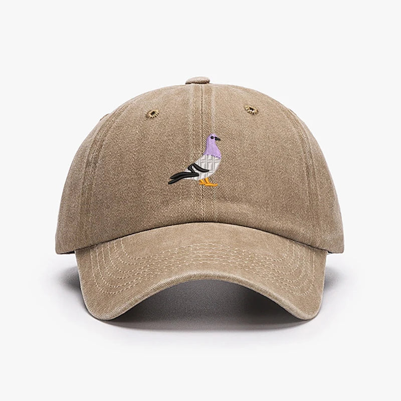 Casquettes de baseball vintage brodées motif Pigeon Printemps Hommes Femmes Chapeau de soleil délavé Pare-soleil Sport Pêche Chapeau de papa