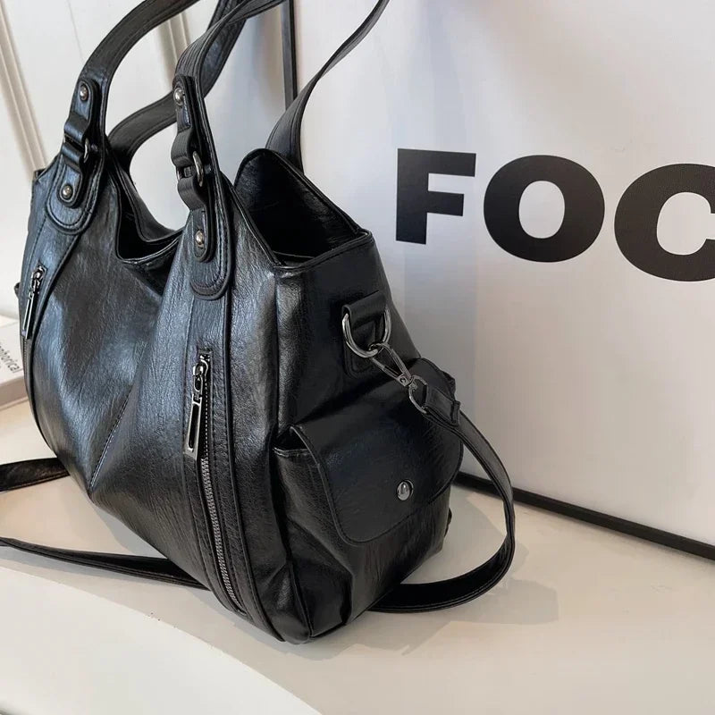 Heiß begehrte Umhängetasche mit weichem Innenfach 2024Hochwertige Damentasche in Kontrastfarben Mode Reißverschluss PU Damenhandtasche