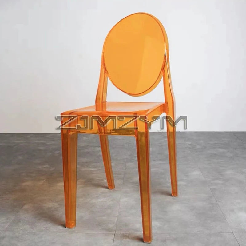 Freizeitstuhl Transparenter Esszimmer-Acrylstuhl Mehrfarbiger Kunststoff Kosmetikmöbel Rückenlehnstuhl