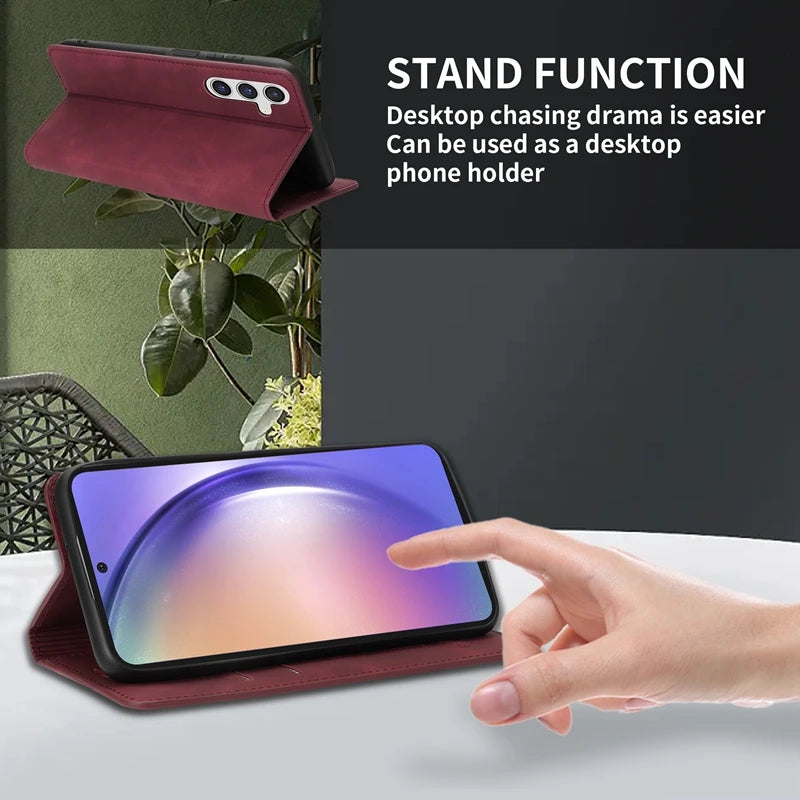 Wallet Skin Friendly Flip Leder Hülle für Samsung Galaxy S26 Ultra S25 Edge S24 Plus S23 FE A15 A16 A17 A26 A35 A36 A54 A55 A56