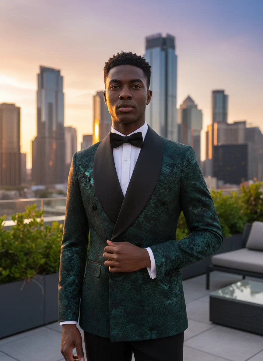 Luxus 2-teiliger Anzug Herren Party Outfit High-End Zweireiher Business Casual Anzug Bräutigam Hochzeitskleid Schalkragen