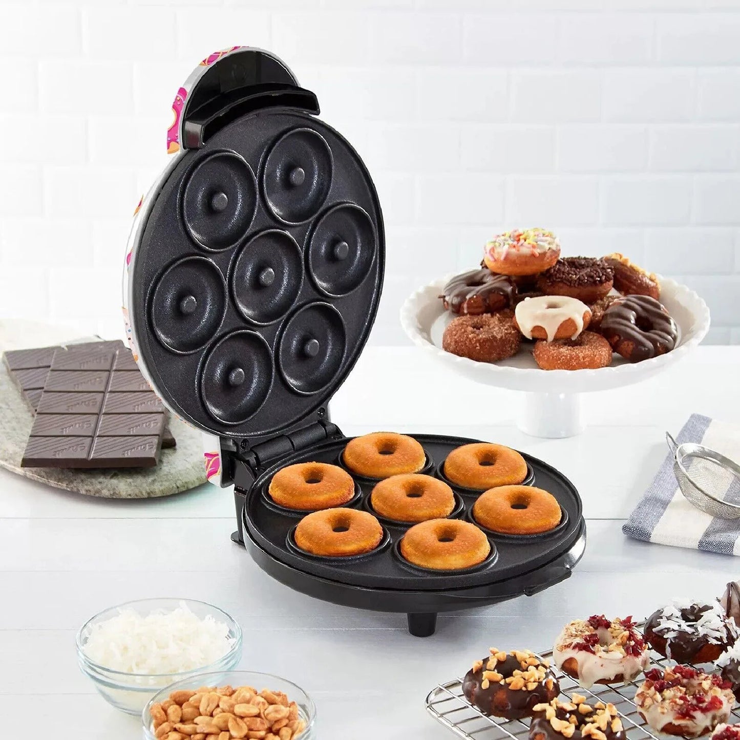Machine à beignets 7 trous, Machine à gâteaux pour le petit-déjeuner, Norme européenne 220V, Mini machine à cuire norme américaine 110V