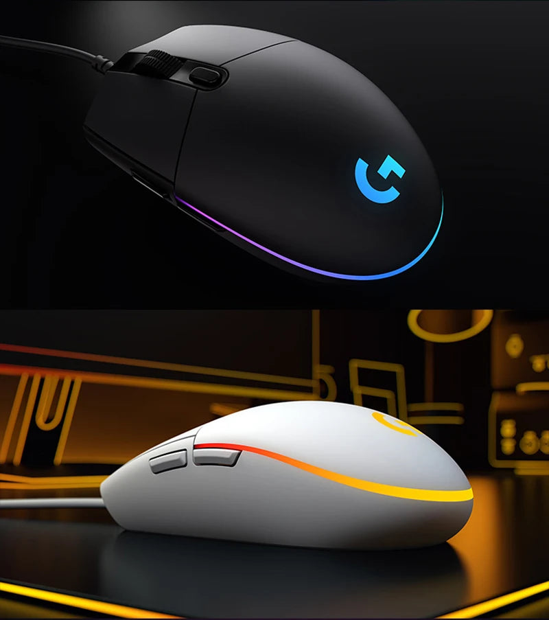 Souris de jeu Logitech (G) G102 Souris RVB Conception légère 200-8000DPI Souris ergonomique de deuxième génération Souris d'ordinateur