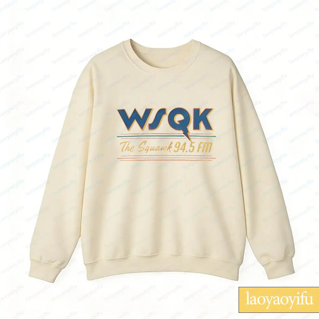 WSQK The Squawk 94.5 FM Radio Sweatshirt Wsqk Unisex Sweatshirts Vintage Sci-Fi Crewneck 80er Nostalgie Sweater Retro Shirt Geschenk