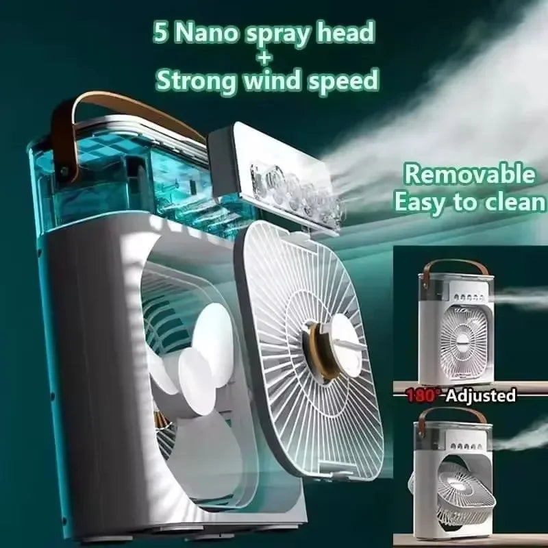 Ventilator Tragbarer Luftkühler Klimaanlage Luftbefeuchter mit 500 ml Wassertank Leiser Nebel-Wassersprühventilator für Zuhause, Zimmer, Camping, Auto, Büro