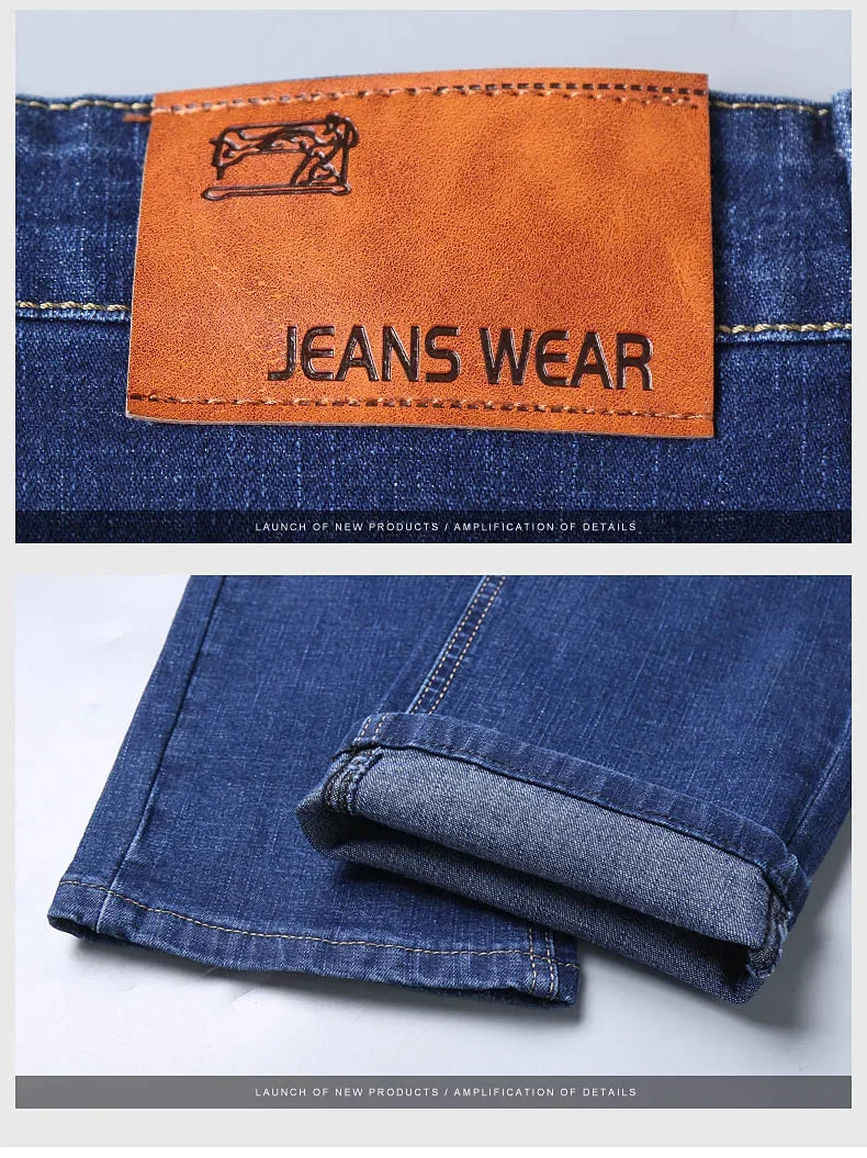 Nouveau Jean Slim extensible classique décontracté pour Homme 2024, Pantalon en Jean de Marque pour Homme, Noir Bleu