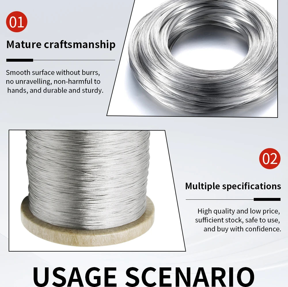 1/1.2/1.5/2/3/4/5mm cable rope, 5-20M PVC transparent coated steel cable rope, 304 stainless steel cable rope