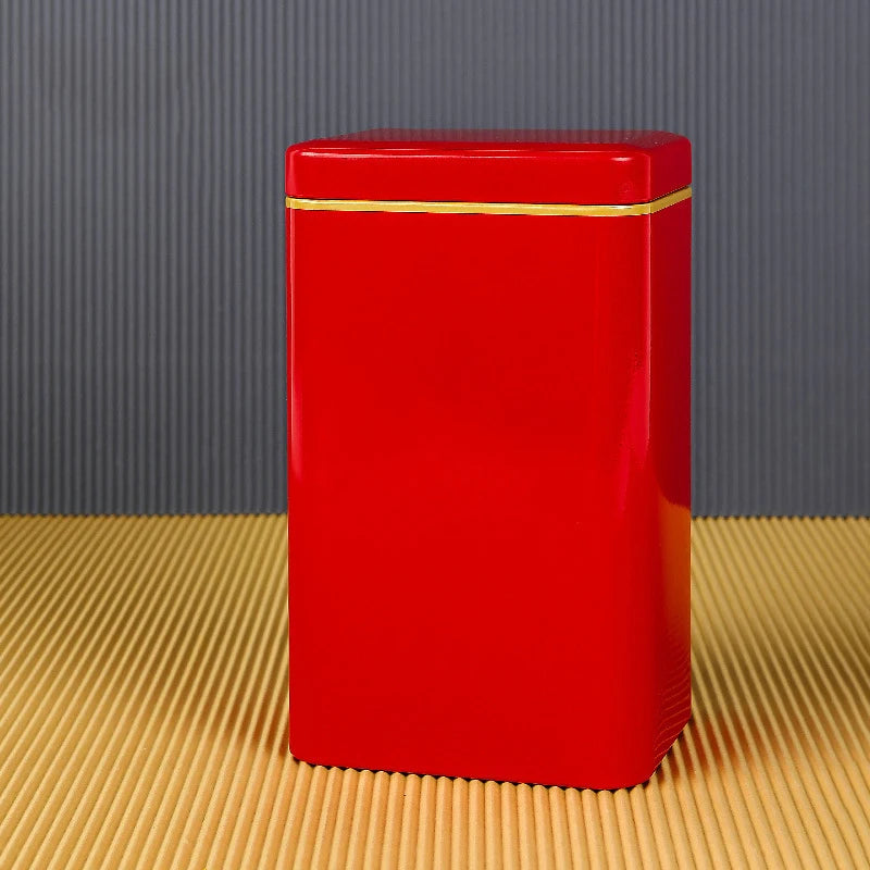 Metal Retro Square Tea Can Candy Food Storage Case Spices Sealed Packaging Box Tinplate Empty Cans Container Storage Box