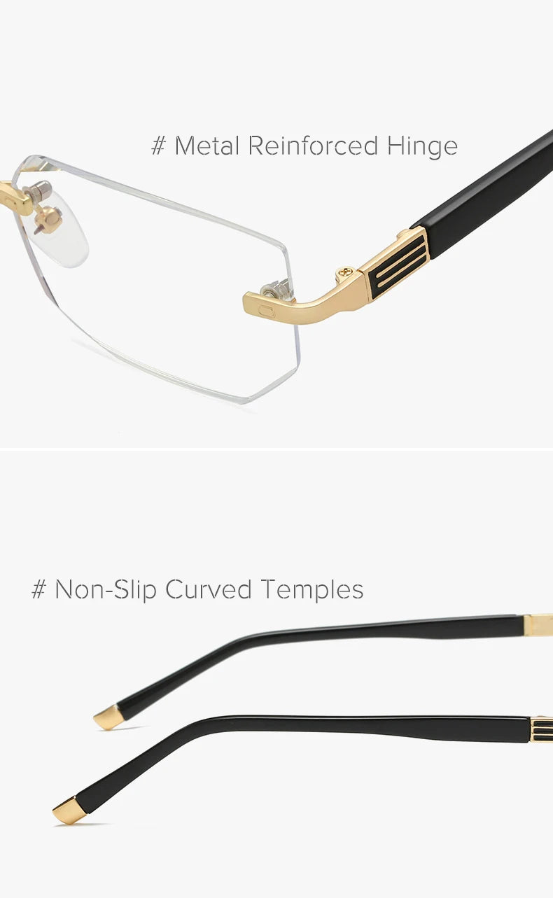 Lunettes de lecture anti-lumière bleue pour femmes, monture sans bords à découpe diamantée, pour hommes, anti-fatigue, hypermétropie, presbytie +1,5