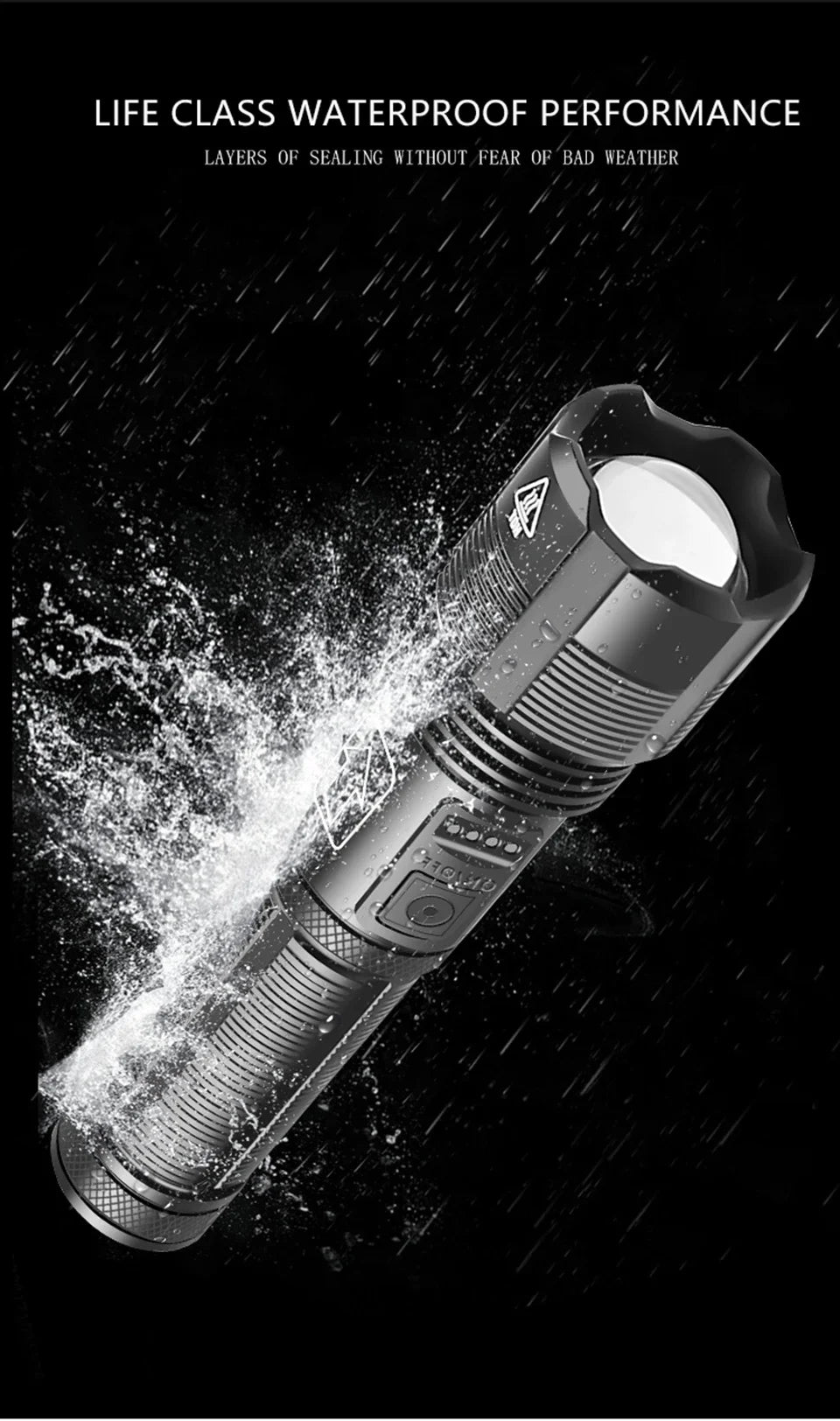 XHP70 Lampenperlen 3000 Lumen Superhelle Taschenlampe Wiederaufladbare LED-Taschenlampen Leistungsstarke Taschenlampe für Camping-Notfälle