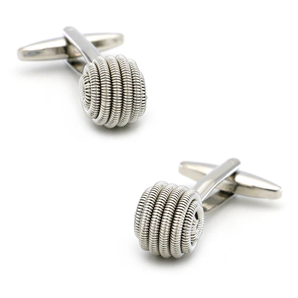 iGame Boutons de manchette nœud de mode en laiton de qualité design boule tressée pour mariage homme