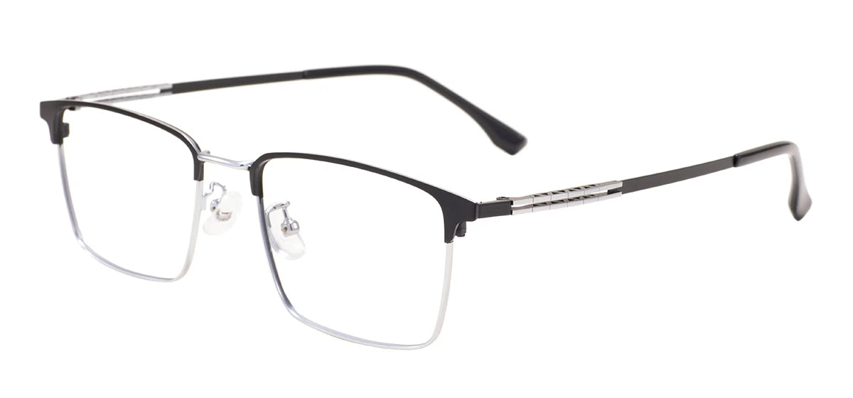 Monture de lunettes rectangulaires confortables en métal avec barre supérieure, pour hommes d'affaires, avec monture complète, pour verres correcteurs optiques