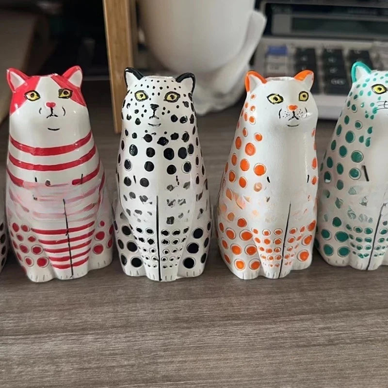 Vase | Harzkatzenvase mit Tupfen für Katzenliebhaber