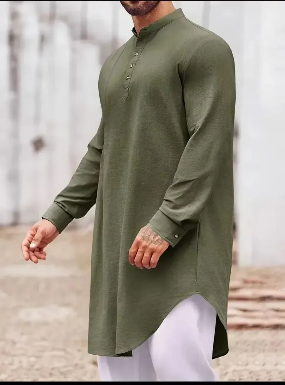 Chemise musulmane ample en coton pour homme du Moyen-Orient, arabe, malaisien, nouveauté 2025