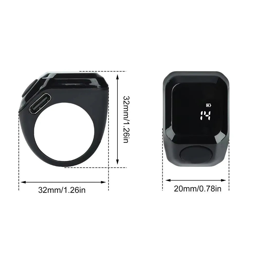 Mini Smart Ring Zähler OLED Display Typ-C wiederaufladbar Bluetooth Zählordnungsring Touch-Bedienung tragbarer Zikr-Ring