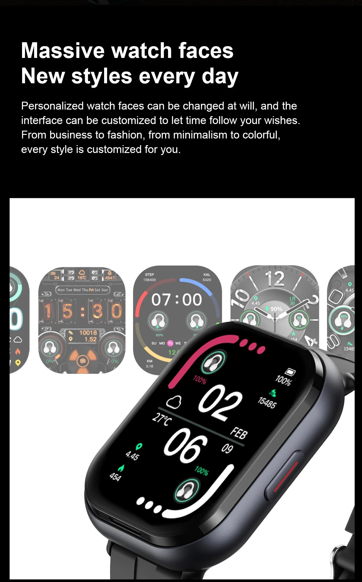 LIGE New Open-back Cip-on Headphones Smart Watch For Men Women 2.01” HD Screen Massive Watch Faces Bluetooth Call Smartwatches