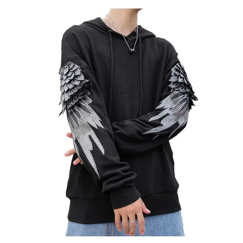 Sweat-shirt Homme à Capuche Brodé Vêtements Masculins Hip Hop Sweats à Capuche Chemise Blanche Luxe Sans Marque Streetwear Automne Pas Cher Emo