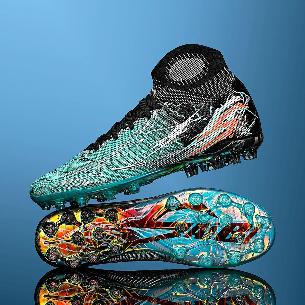 Chaussures de football montantes respirantes à semelle électroplaquéeLes crampons longs FG offrent une adhérence et une durabilité super puissantes