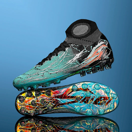 Breathable high top electroplated bottom soccer bootsFG long nails provide super strong grip and durability