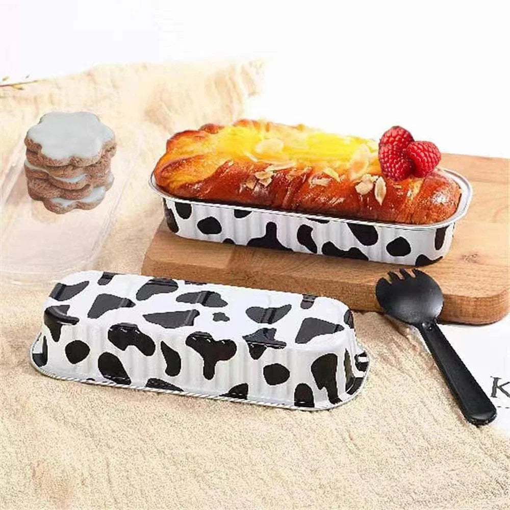 Mini Cake Pan with Lid Mini Baking Pan Aluminum Foil Long Baking Cup Disposable Aluminum Foil Bakaing Pan Brownie Cake Liner