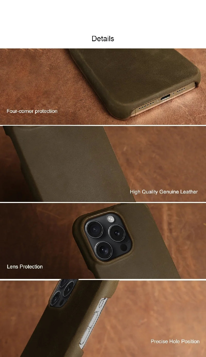 Fengma pattern leather phone case for iPhone 14 Pro 1516 Pro Max shockproof protective cover Genuine Leather Business