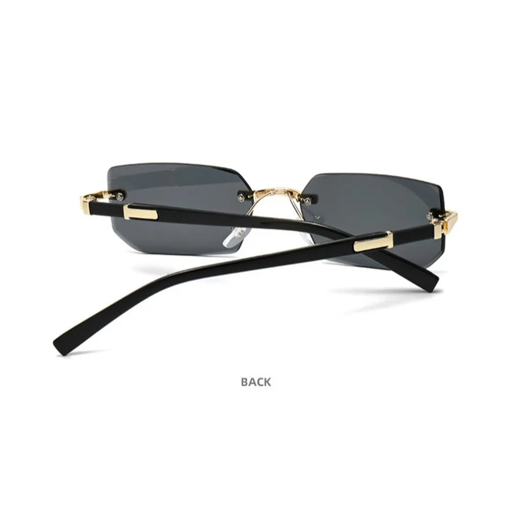 Randlose Sonnenbrille Rechteckig, Unisex Frameless Eyewear Designer Fashion Vintage Square Shade Y2k Sonnenbrille