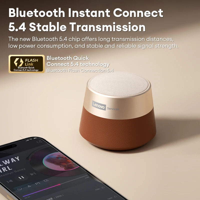 Lenovo HD103 Bluetooth 5.4 Lautsprecher Tragbarer Mini-Wireless-Lautsprecher Hochwertiger Stereo-Sound TWS Outdoor-Bass-Audio für Telefon-PC