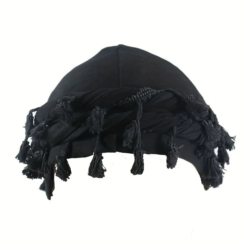 Foulards à enrouler style "Twist" (turban) Durag avec pompon pour hommes - Noir, gris - Foulard turban à nouer - Accessoire cheveux pour garçons, collection 2026
