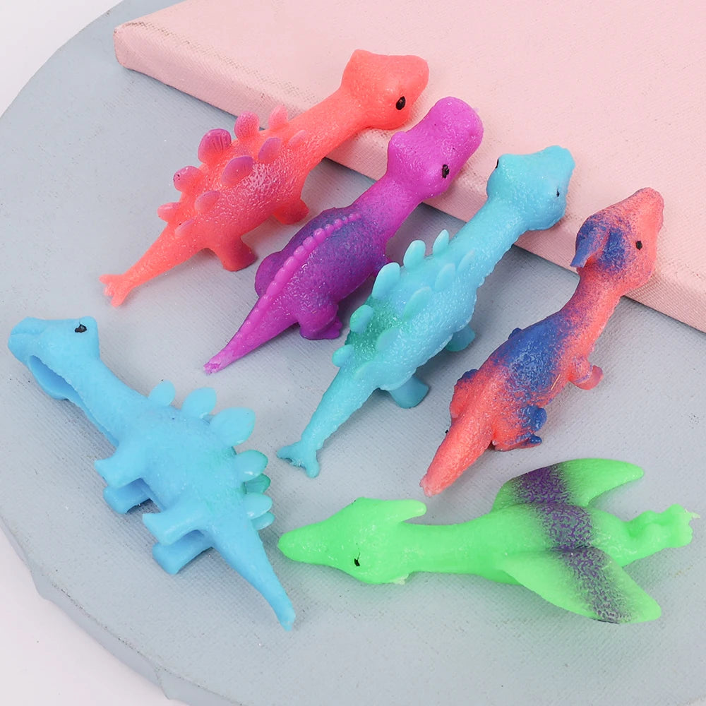 Lot de 10 Lance-Dinosaures Créatifs à Catapulte, Jouets Muraux Adhésifs pour Adultes et Enfants, Jouet Anti-Stress Lance-Dinosaures