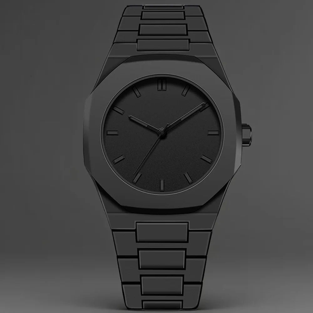 Nouvelle Montre Homme Tendance Simple Noire Montres Quartz Homme Chiffres Arabes Bracelet Casual Goutte d'Huile