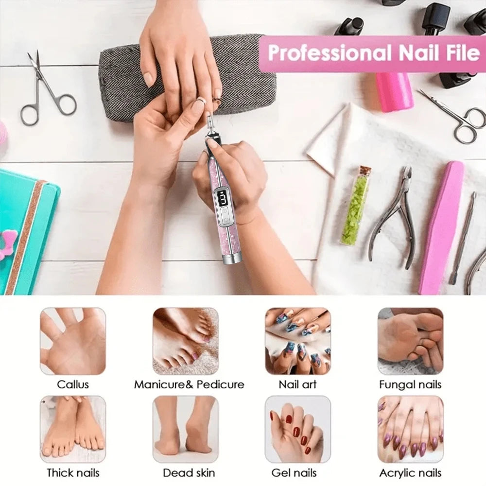 YIKOOLIN Tragbares elektrisches Nagelbohrerset, 4 Geschwindigkeiten, professionelles Maniküre-Pediküre-Set für Nagelsalons, Peeling und Polieren