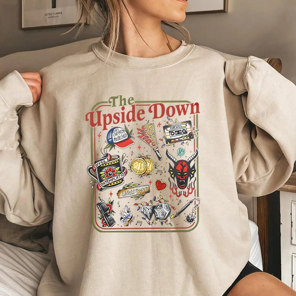 The Upside Down Sweatshirt Lustiges Hawkins Clipart Grafikshirt Stranger ST5 Inspiriert Demogorgon Tops Trendige Gothic Sweatshirts