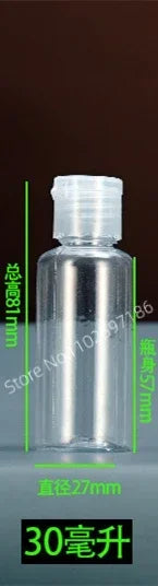 Lot de 30/50/100 flacons compressibles en plastique de 5 à 120 ml avec bouchon à clapet, en PET, pour lotion, shampoing, échantillons cosmétiques, flacons de voyage
