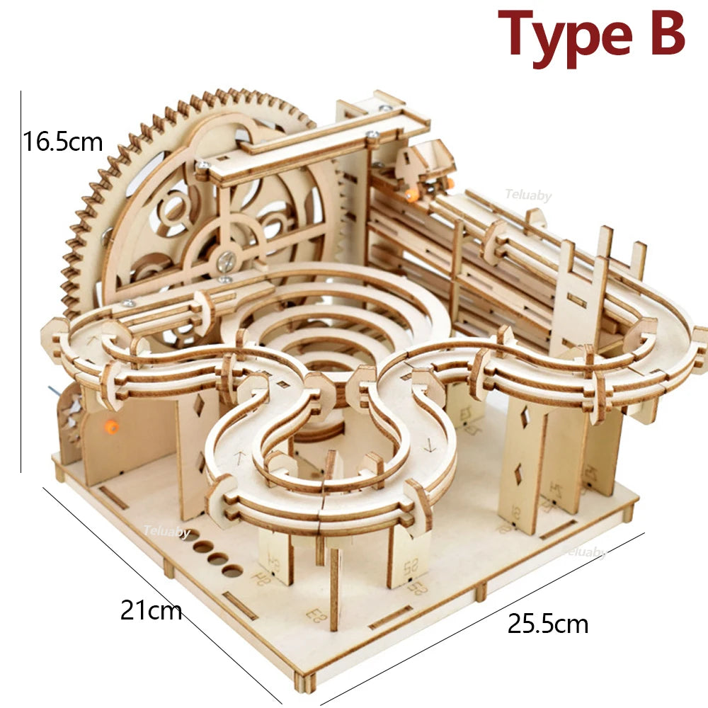3D Holzpuzzle Murmelbahnen Mechanische Puzzles Selbstbau-Spielzeug STEAM Lernspielzeug Modellbausätze für Kinder und Erwachsene Geschenk