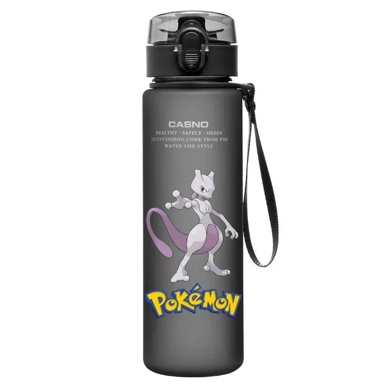 560ML Pokémon Wasserbecher Pikachu Mewtu Gengar Tragbare Plastik-Cartoon-Outdoor-Sport-Großraum-Reise-Wander-Wasserflasche