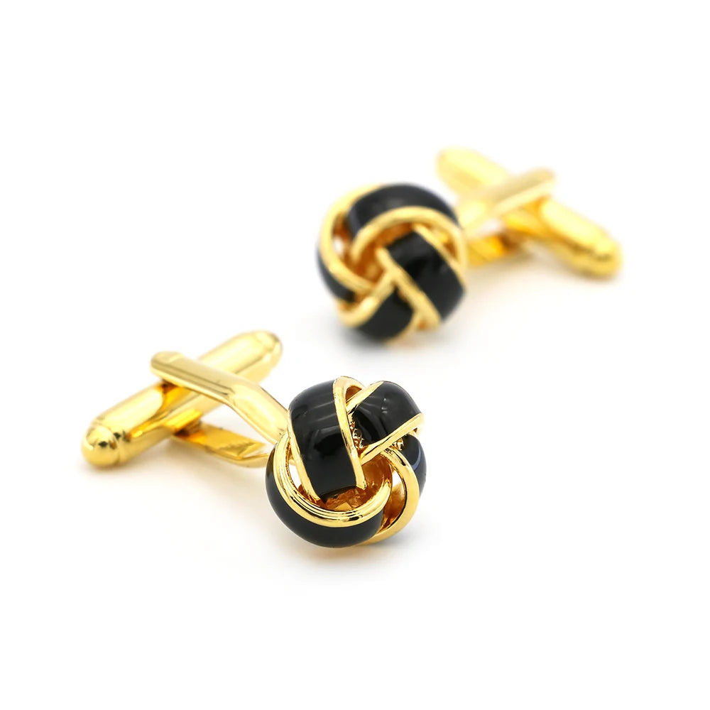 iGame Boutons de manchette nœud de mode en laiton de qualité design boule tressée pour mariage homme