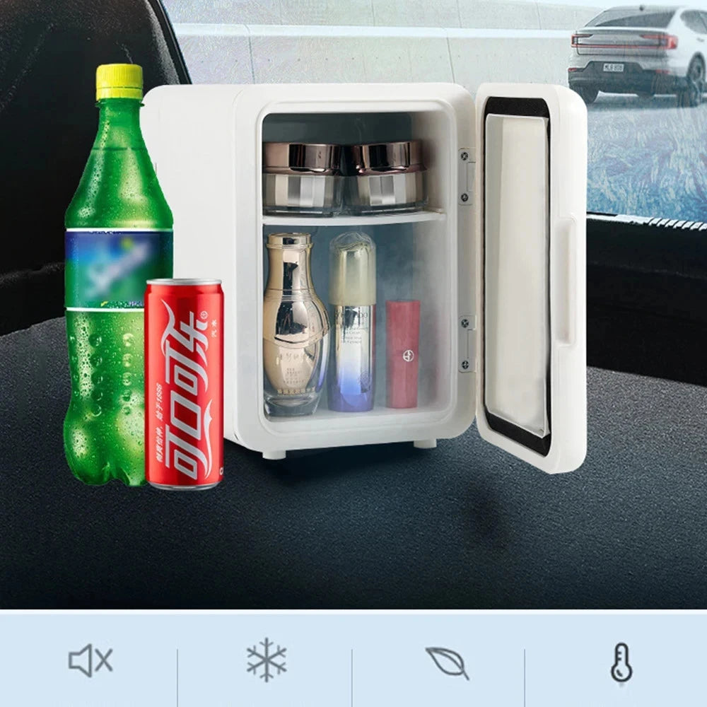 Mini-réfrigérateur 4L 12V 110V 220V Portable Électrique Glacière Tourisme Camping pour Voiture Cosmétiques Maquillage Soins de la Peau Réfrigérateur de Chambre