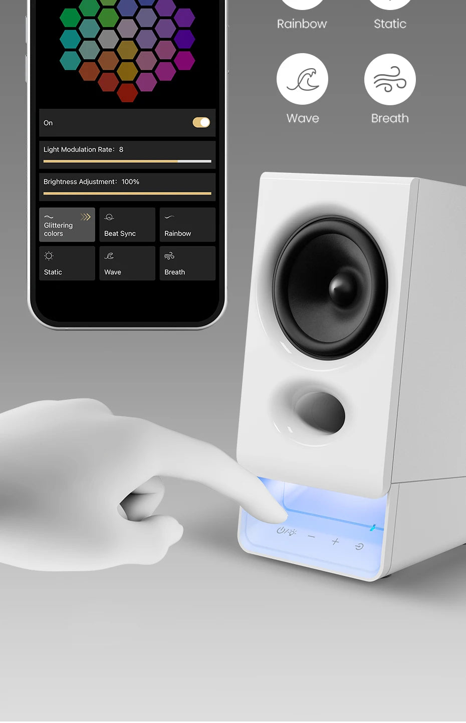 Edifier R20BT USB-Powered Speaker Bluetooth 6.0 Computer Speakers With Light Effects USB-C AUX Inputs