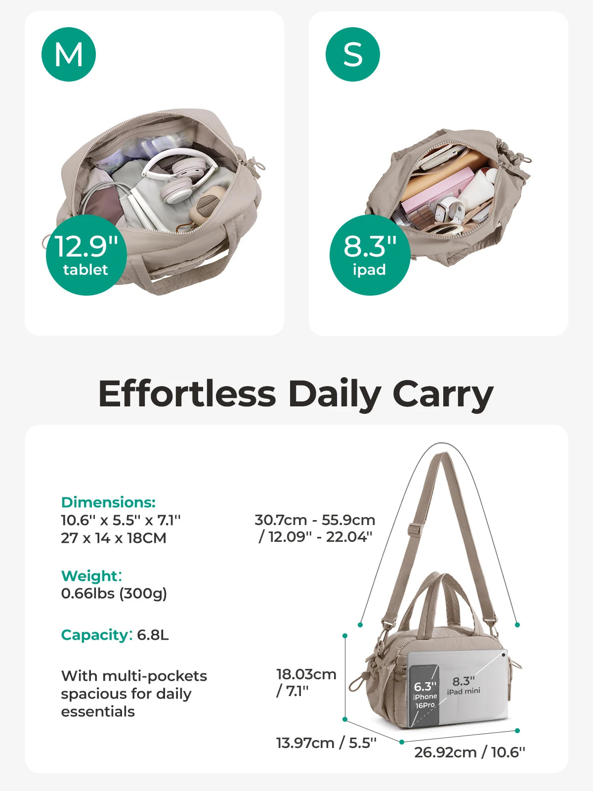 Sac à bandoulière BAGSMART pour femmes, grande capacité, sac bandoulière, pochette quotidienne décontractée pour étudiantes et navetteuses, sac à main polyvalent pour les loisirs