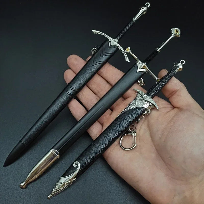 18-22cm Seigneur des Anneaux Arme Médiévale Glamdring Aragorn Narthil Épée Métal Katana Samouraï Porte-clés Ornements Cadeaux Jouet